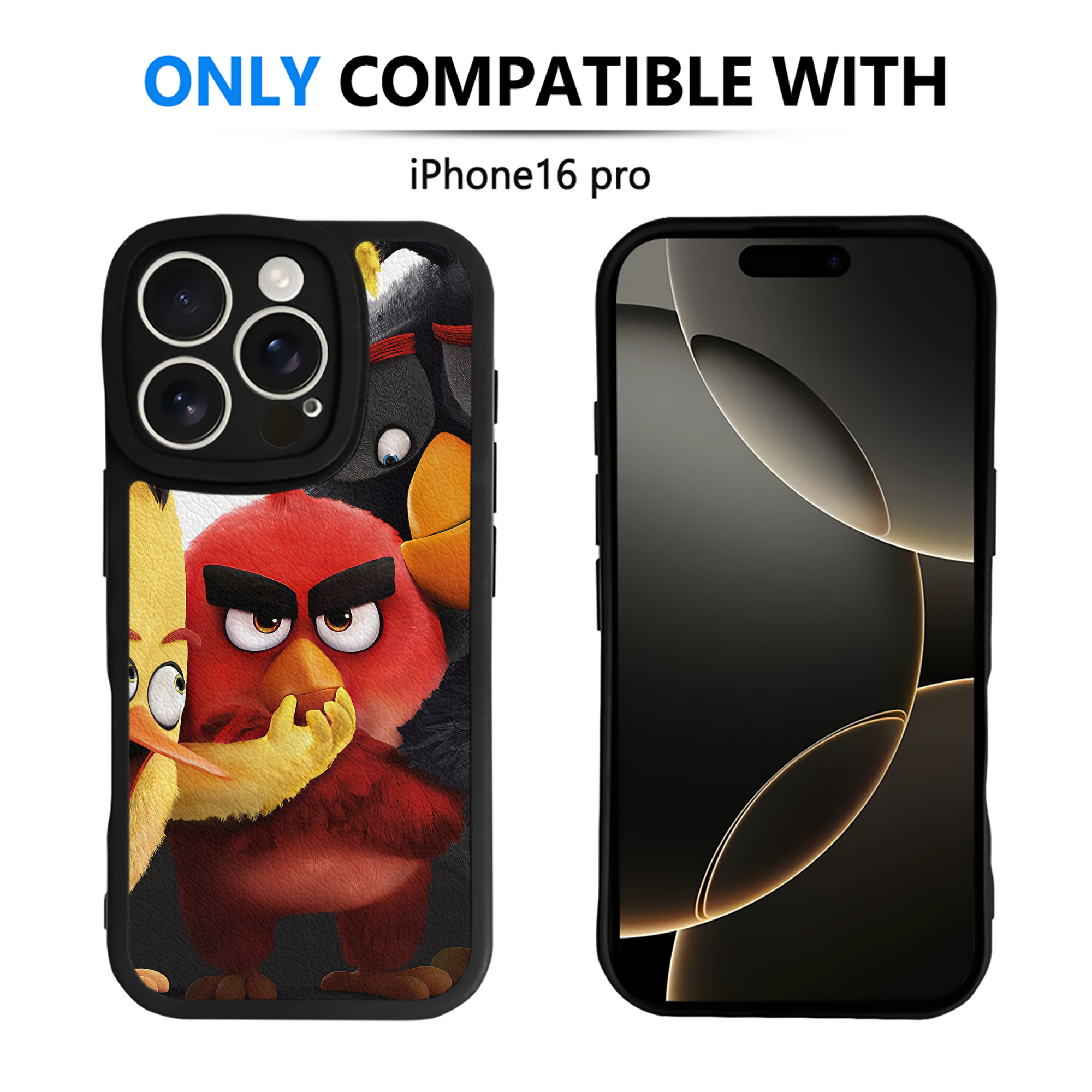 （画像用） Angry Birds アングリーバード 【iPhone 16シリーズ対応】シリコンスマホケース（レザー調） 材質：シリコン